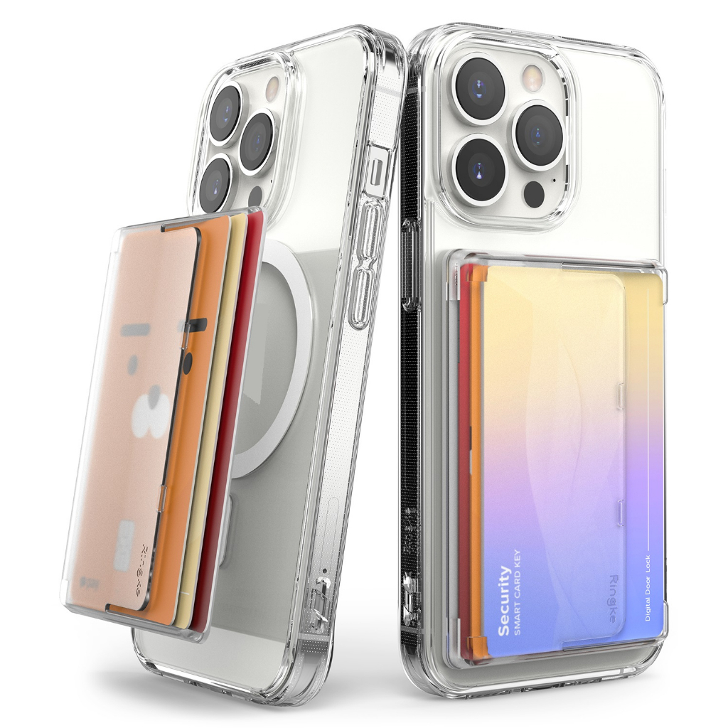 Ringke Magnetic Side Slot Card Holder cho điện thoại thông minh Case Premium Hard Card Holder
