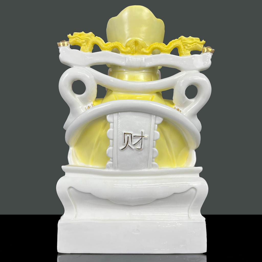 Tôn Tượng Ông Thần Tiền 814 12in 3 màu trắng, vàng , đỏ bằng sứ đức hóa cao cấp -  phật giáo tường thuận