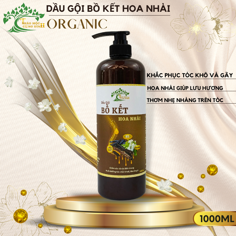 Dầu gội Bồ kết & Hoa nhài 1000ml- Chăm sóc từ sâu bên trong, nuôi dưỡng và lưu hương thơm cho tóc