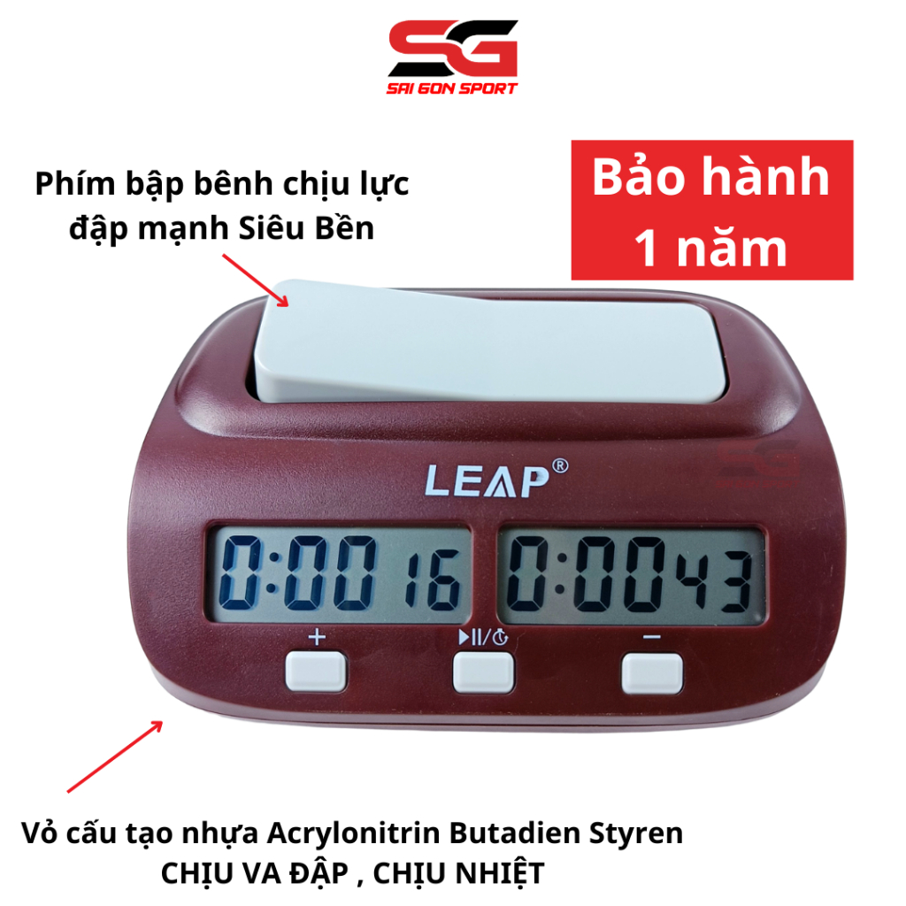 Đồng hồ chơi cờ vua, cờ tướng đếm giờ cho học sinh chính hãng LEAP 9907S - SÀI GÒN SPORT