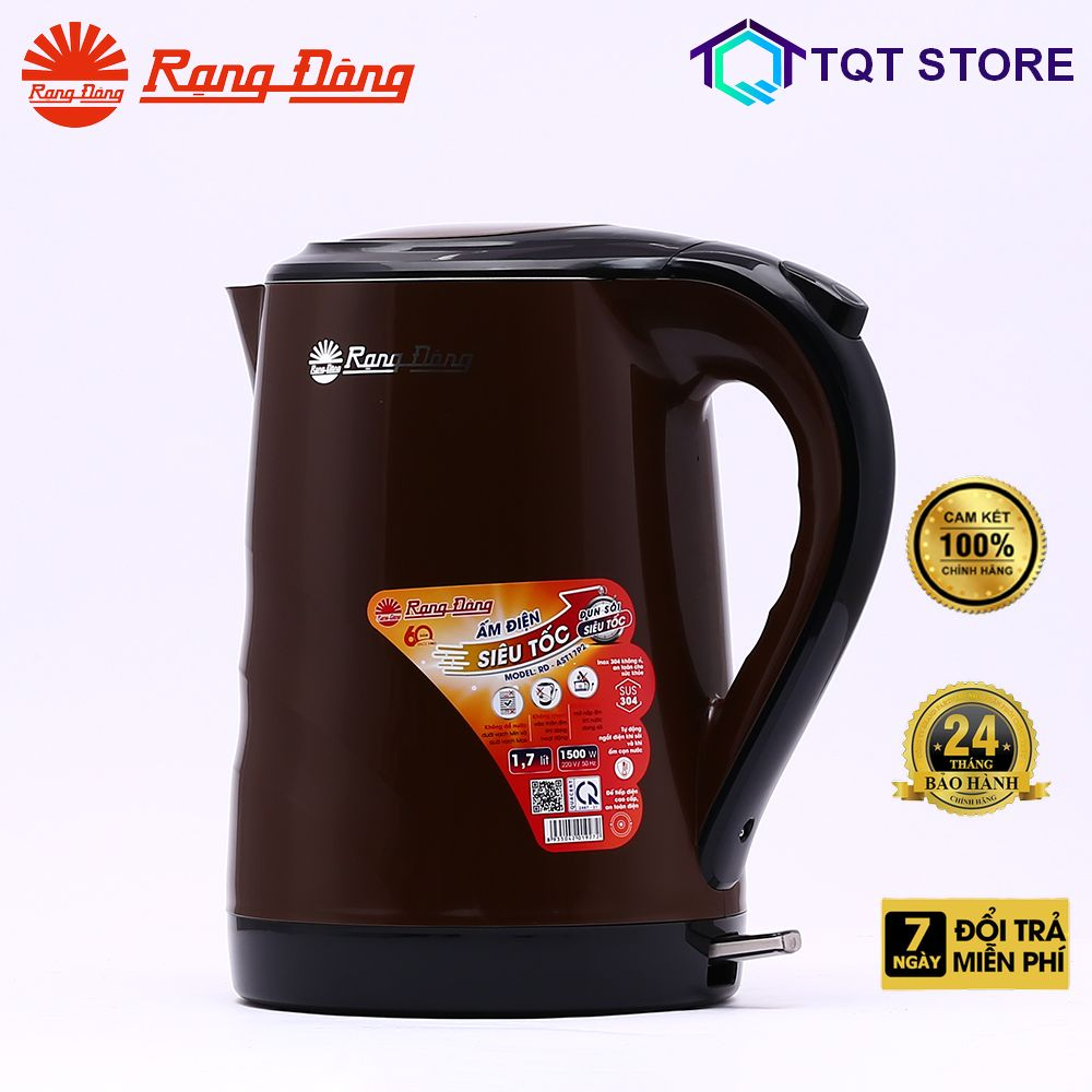 Ấm điện siêu tốc Rạng Đông RD AST17 P2, dung tích 1.7 lít, Inox 304 cao cấp, cam kết hàng chính hãng, bảo hành 12 tháng