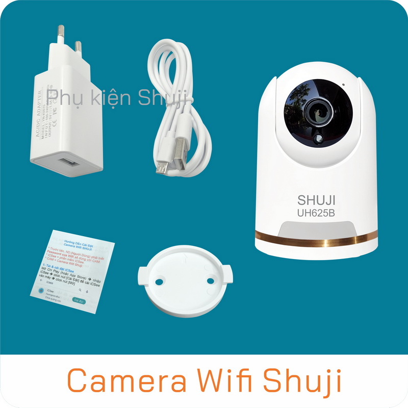 Camera Wifi không dây SHUJI UH625B - Xoay 360 độ- Báo động khi có trộm- Ghi âm và Đàm thoại 2 chiều- Hàng chính hãng.