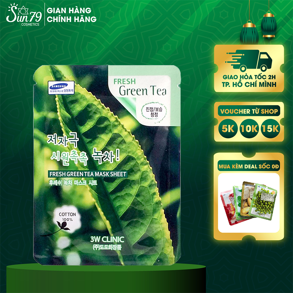 Mặt nạ dưỡng da giảm mụn 3W Clinic Fresh Green Tea Mask Sheet 23ml