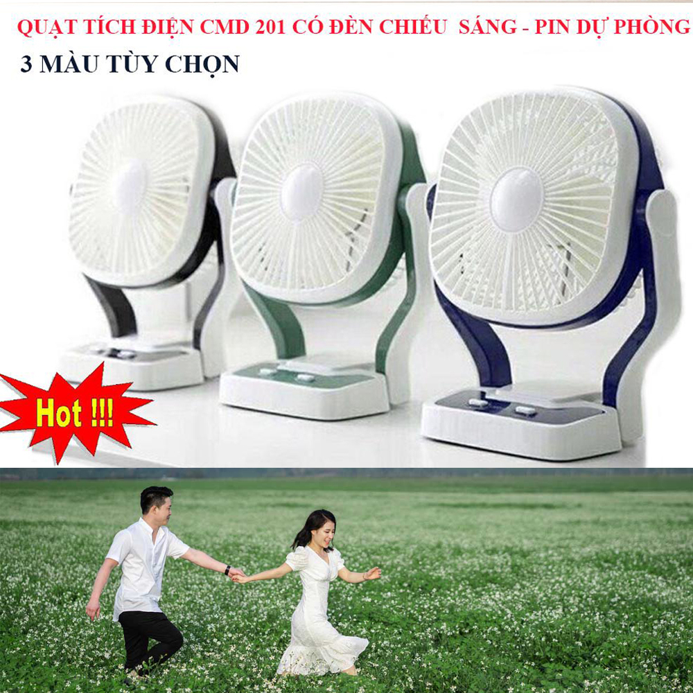 Quạt Tích Điện, Quạt Tích Điện Kèm Đèn Led, Sạc Dự Phòng Vô Cùng Tiện Lợi. Có 3 Mức Quạt, 2 Mức Đèn, Pin Khủng 6 Tiếng!