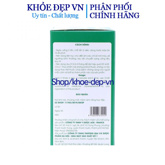 Viên uống Liperton Aoe - uống Giảm mỡ máu, gan nhiêm mỡ, giảm béo hiệu quả -  100% thảo dược- Lọ 30 viên giao ngẫu nhiên