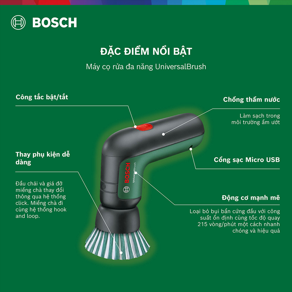 Máy cọ rửa vệ sinh đa năng dùng pin Bosch 06033E0050