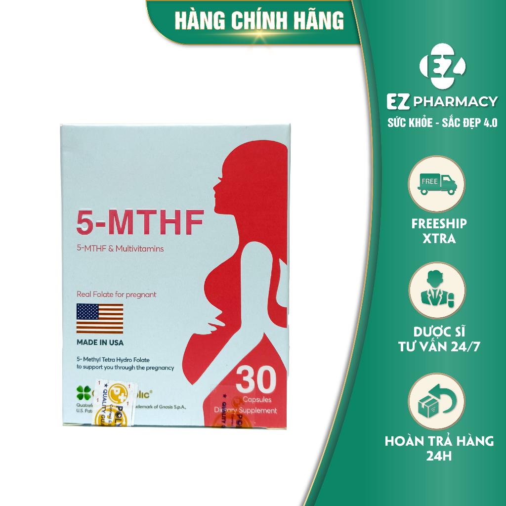 Viên uống 5-MTHF Hỗ trợ sinh sản, tăng khả năng mang thai, cung cấp dưỡng chất cần thiết cho thai kỳ 30 viên