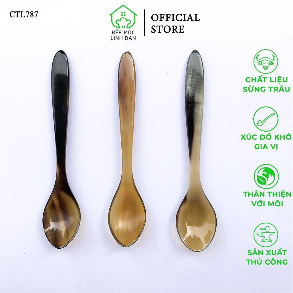 Muỗng Xúc Gia Vị Đồ Khô Bằng Sừng Tự Nhiên HAHANCO_Size 12.6cm [CTL787]