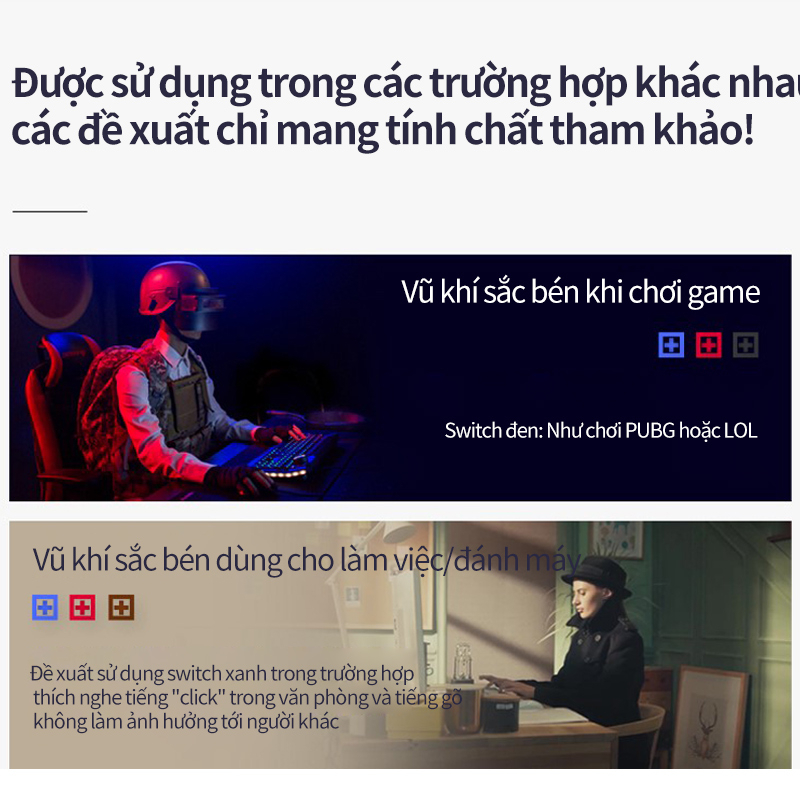 Bàn phím cơ máy tính để bàn laptop chơi game chống thấm nước có dây kết nối USB trục màu xanh lá cây bề mặt kim loại ánh