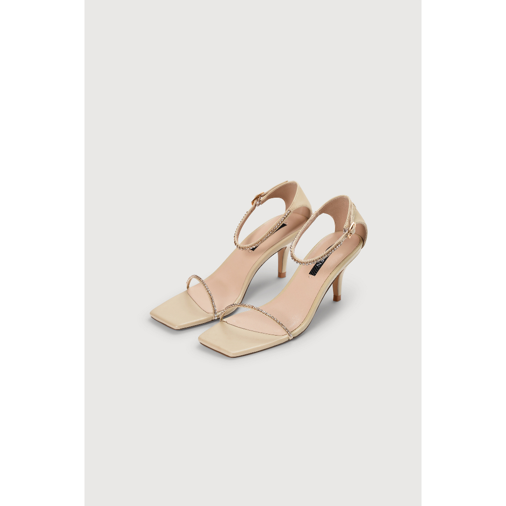 MAVEN - Giày cao gót quai mảnh đính đá Somi Diamond Beige Heels 7cm