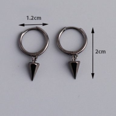 Khuyên tai nam tròn bạc hình mũi đinh nhỏ 2 màu bạc đen thiết kế đơn giản, cá tính, unisex (1 chiếc)| GEMY SILVER KN23