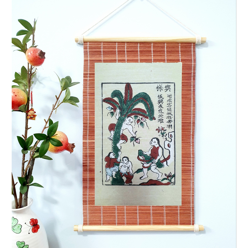 Tranh Đông Hồ Hứng dừa - Dong Ho folk woodcut painting