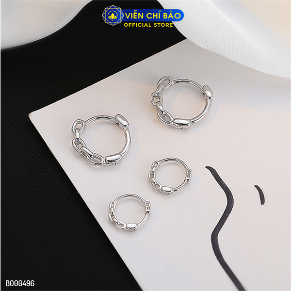 Bông tai xích tròn chất liệu bạc Thái 925 thời trang phụ kiện trang sức nữ Viễn Chí Bảo B000496