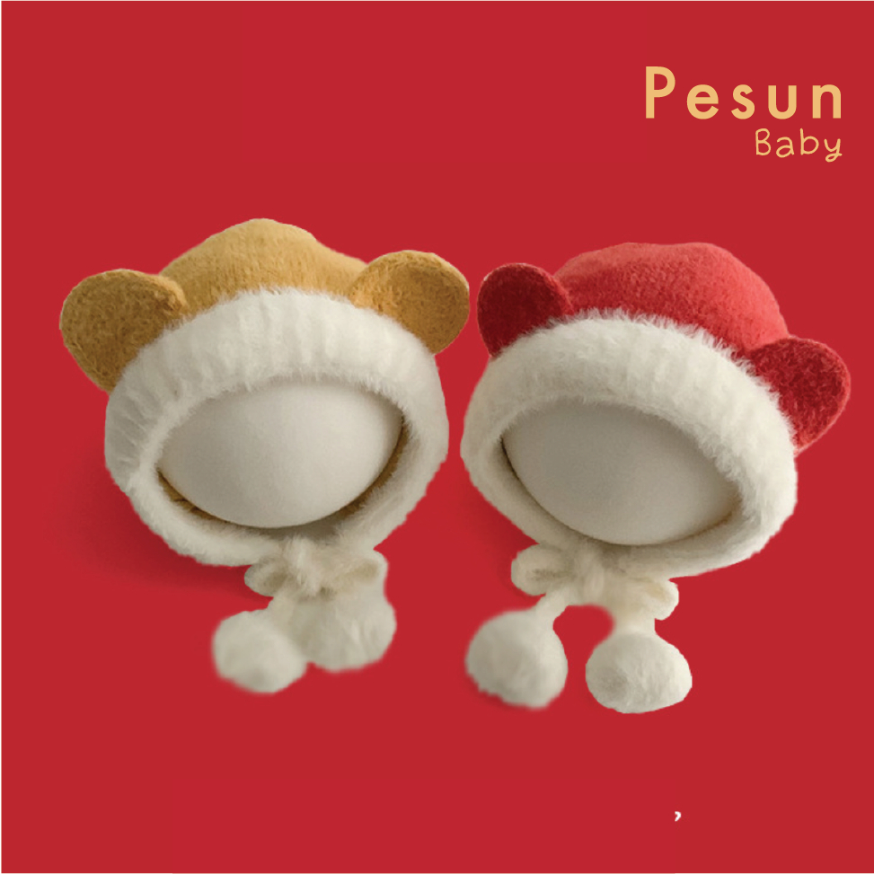 Nón Len Bông Đính Tai Gấu Giữ Ấm Cho Bé