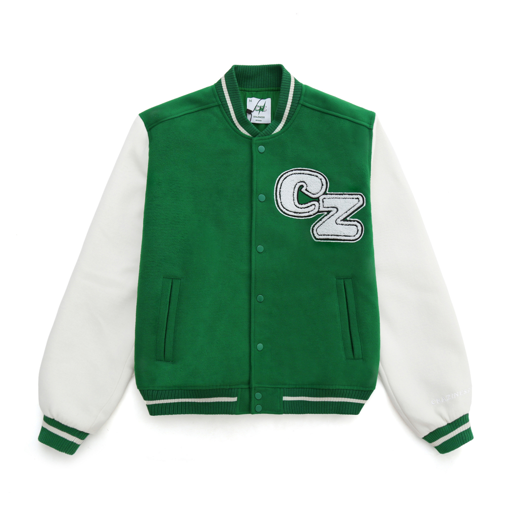 ÁO KHOÁC UNISEX 2 LỚP - CRAZINESS CZ VARSITY/ MÀU XANH/ GREEN
