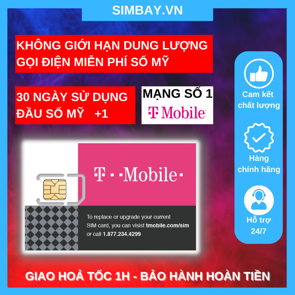 Sim Mỹ T-MOBILE LYCA Sim US Canada Mexico công tác Hoa Kỳ - không giới hạn internet tốc độ cao và nghe gọi 30 ngày