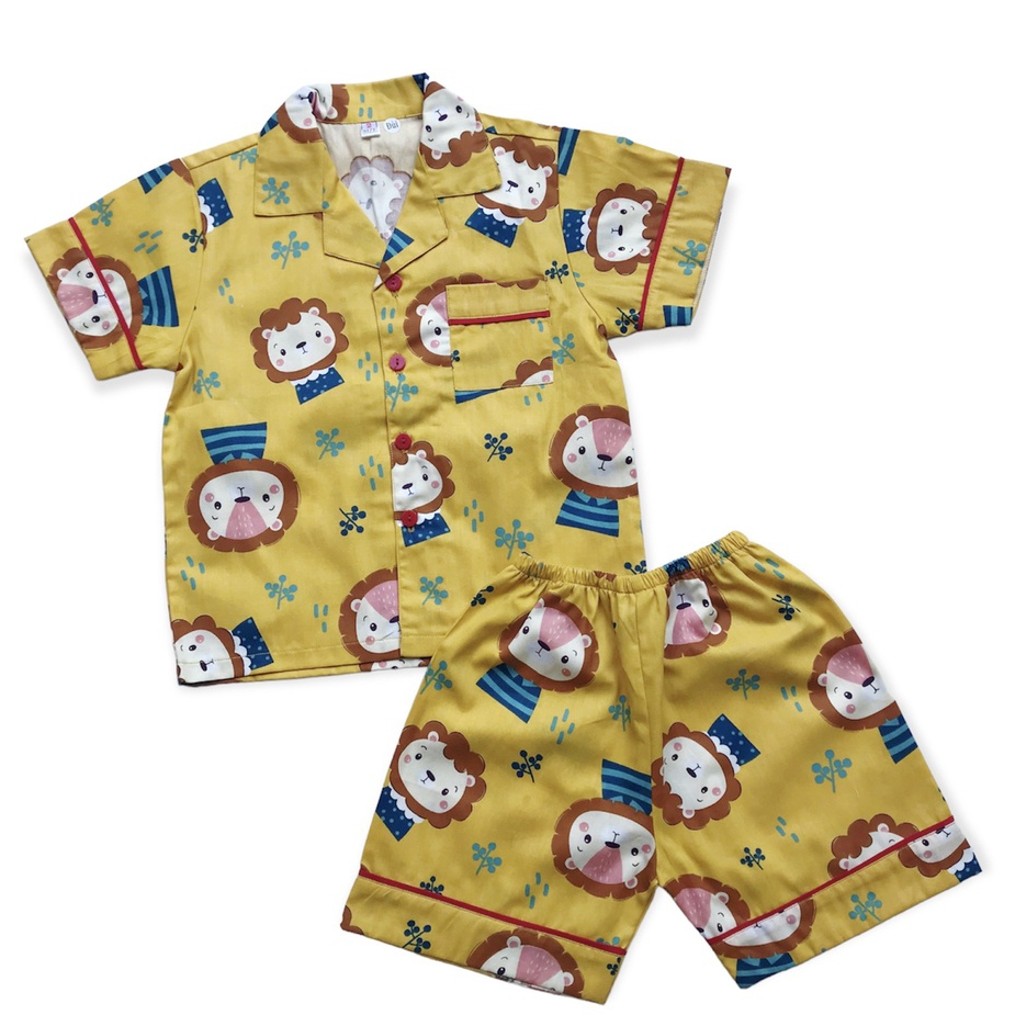 Bộ Pijama đùi mặc nhà cho bé vải Thô cotton mịn đẹp hút mồ hôi hình các con thú ngộ nghĩnh size 10-20kg