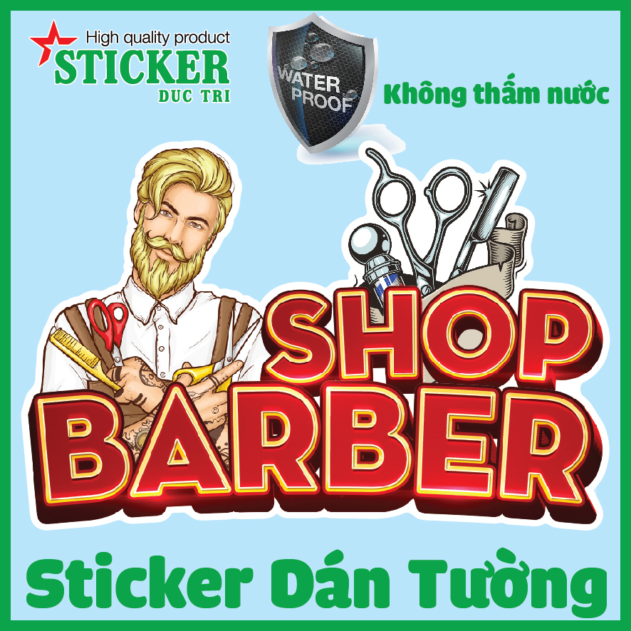DECAL BARBERSHOP 🔥𝑭𝒓𝒆𝒆𝒔𝒉𝒊𝒑 Hình Dán Tường Cửa Kính Tiệm Tóc Nam - Decal Trang Trí Chống Nước, Màu Sắc Thu Hút Nổi Bật