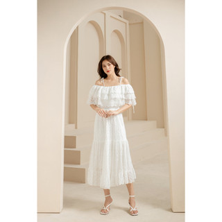 Đầm maxi ren lửng trễ vai mới nhất