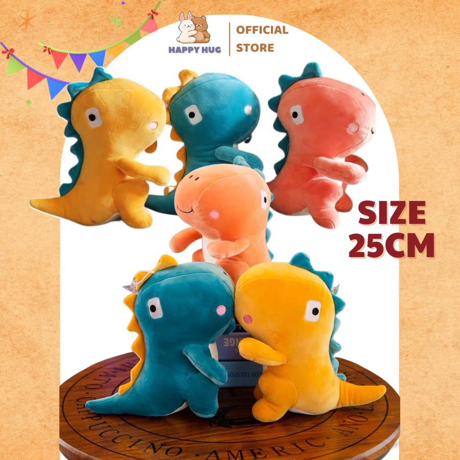 Gấu bông khủng long size 25cm, thú nhồi bông đồ chơi đáng yêu cho bé - Happy Hug