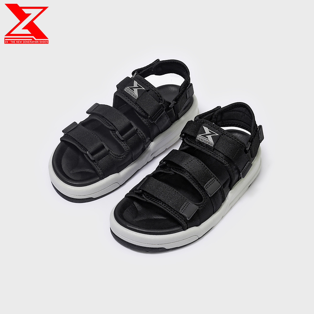 Giày xăng-đan Nam nữ ZX Unisex Shoes 3128 Black grey 3 quai đế phylon 3cm