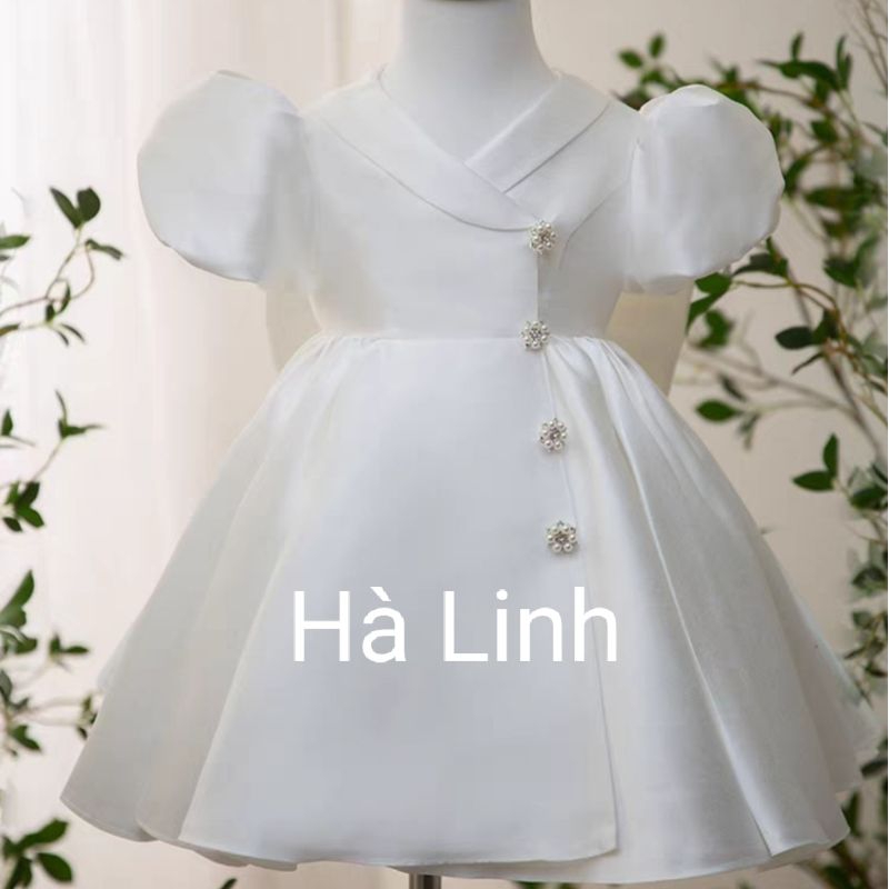 Váy đầm công chúa bé gái, váy thiết kế cổ vét cho bé dự tiệc.