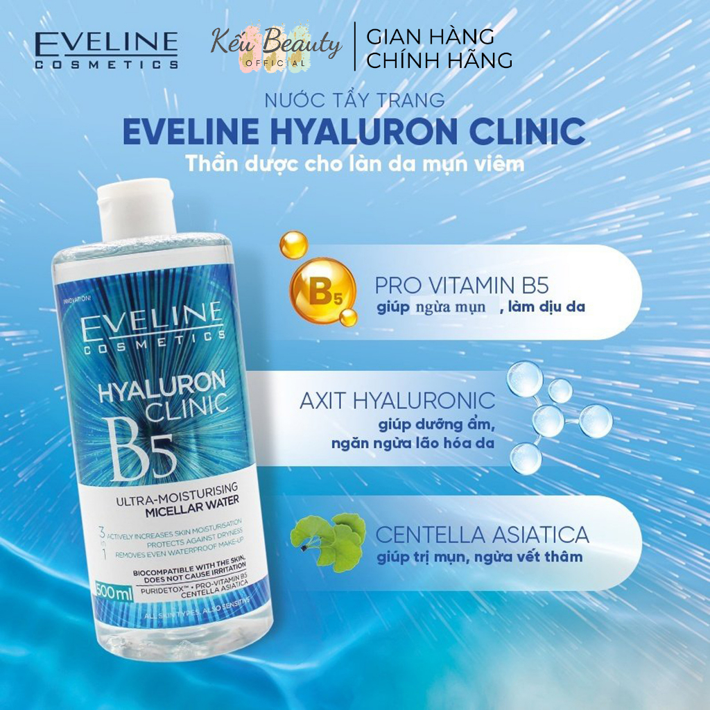 Tẩy trang Eveline dịu nhẹ dành cho da nhạy cảm, da bị kích ứng 500ml