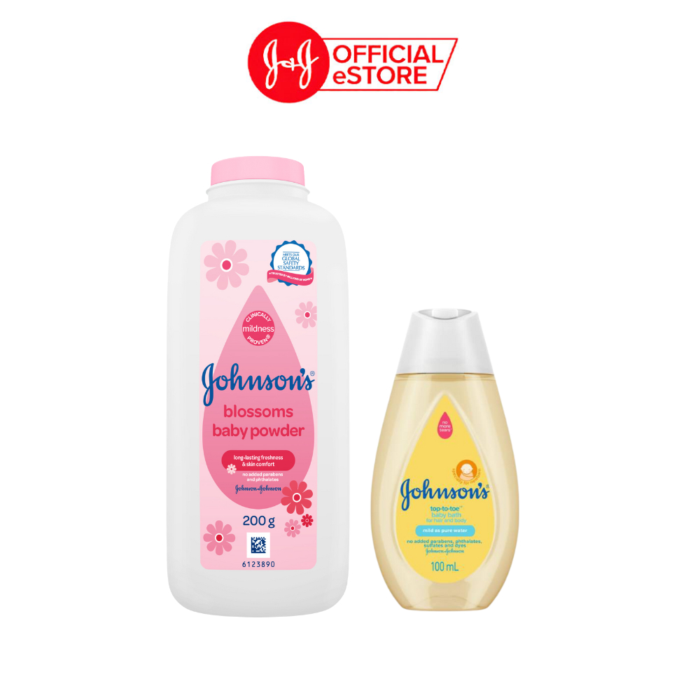 GIFT_Phấn Thơm Cho Bé Hương Hoa Johnson's Baby Powder 200g + Sữa tắm gội toàn thân Johnson's top to toe 100ml