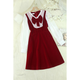  Đầm Bigsize Nữ Mập Fashion Đầm Bigsize Nhung Đỏ Phối Ren Dài Tay Đi Tiệc Đi Chơi Đều Xinh Đủ Size 50-90kg DA0019 