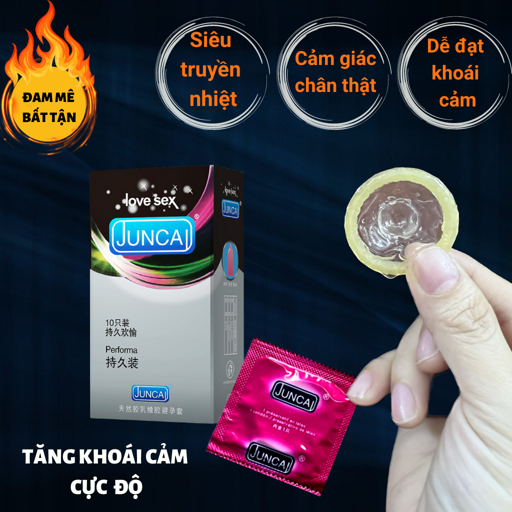 Bao cao su siêu mỏng JUNCAI Performa nhiều gel bôi trơn kéo dài thời gian