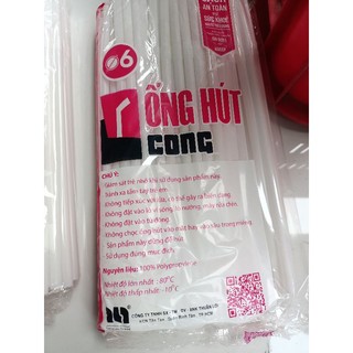ống hút nhựa cong phi 6 màu trắng