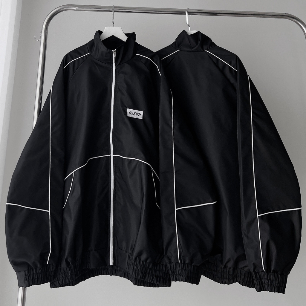 Áo khoác dù tay dài form rộng chữ 4Lucky (ảnh thật tại shop) TanaziCloset