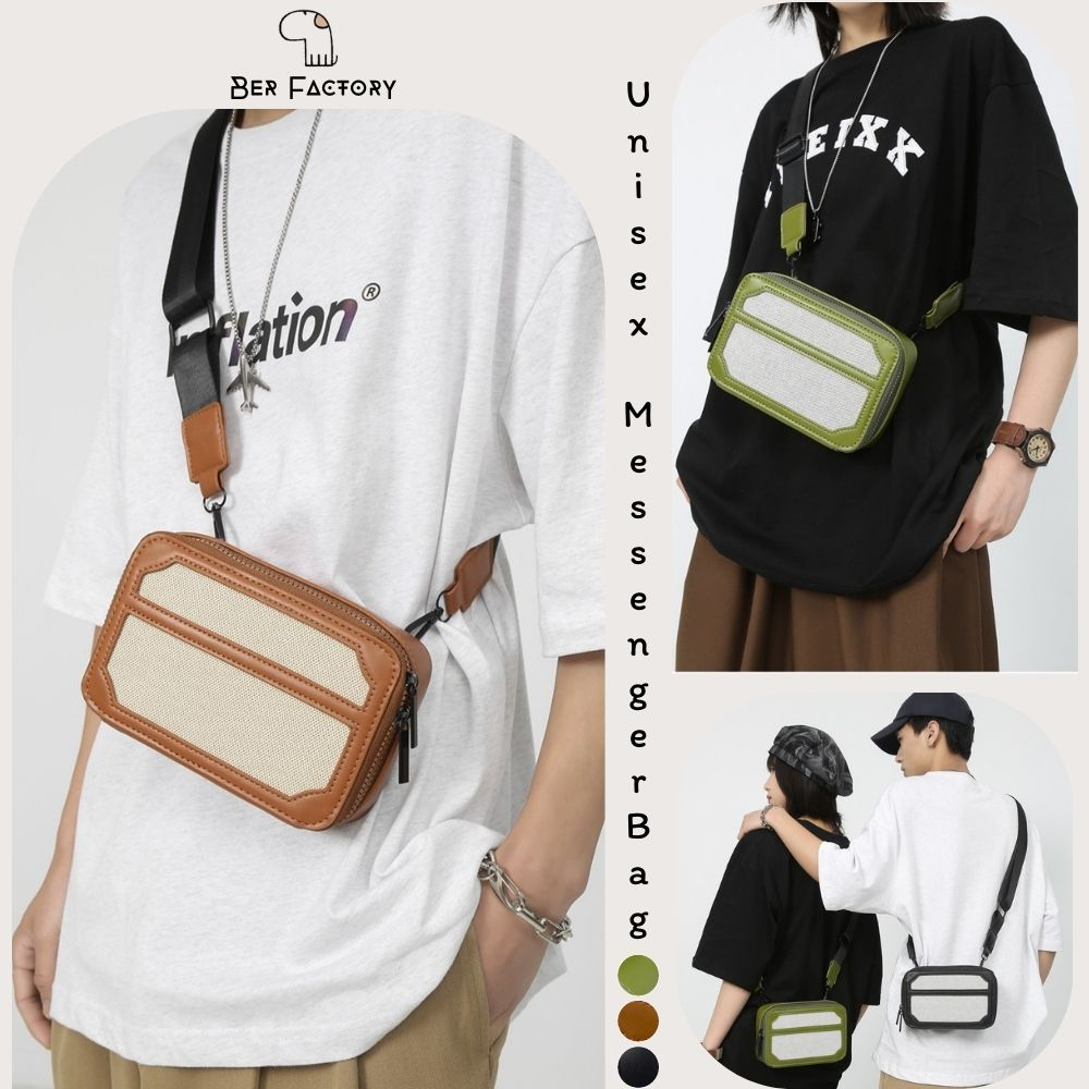 Túi Hộp Đeo Chéo Nam Nữ Phong Cách Hàn Quốc Túi Da Đeo Chéo Nhỏ Nam Nữ Unisex Hình Hộp Chữ Nhật