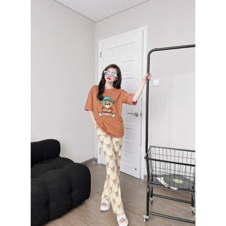 Đồ bộ nữ mặc nhà Bigsize TRUMSI sét bộ suông nâu gấu đội mũ