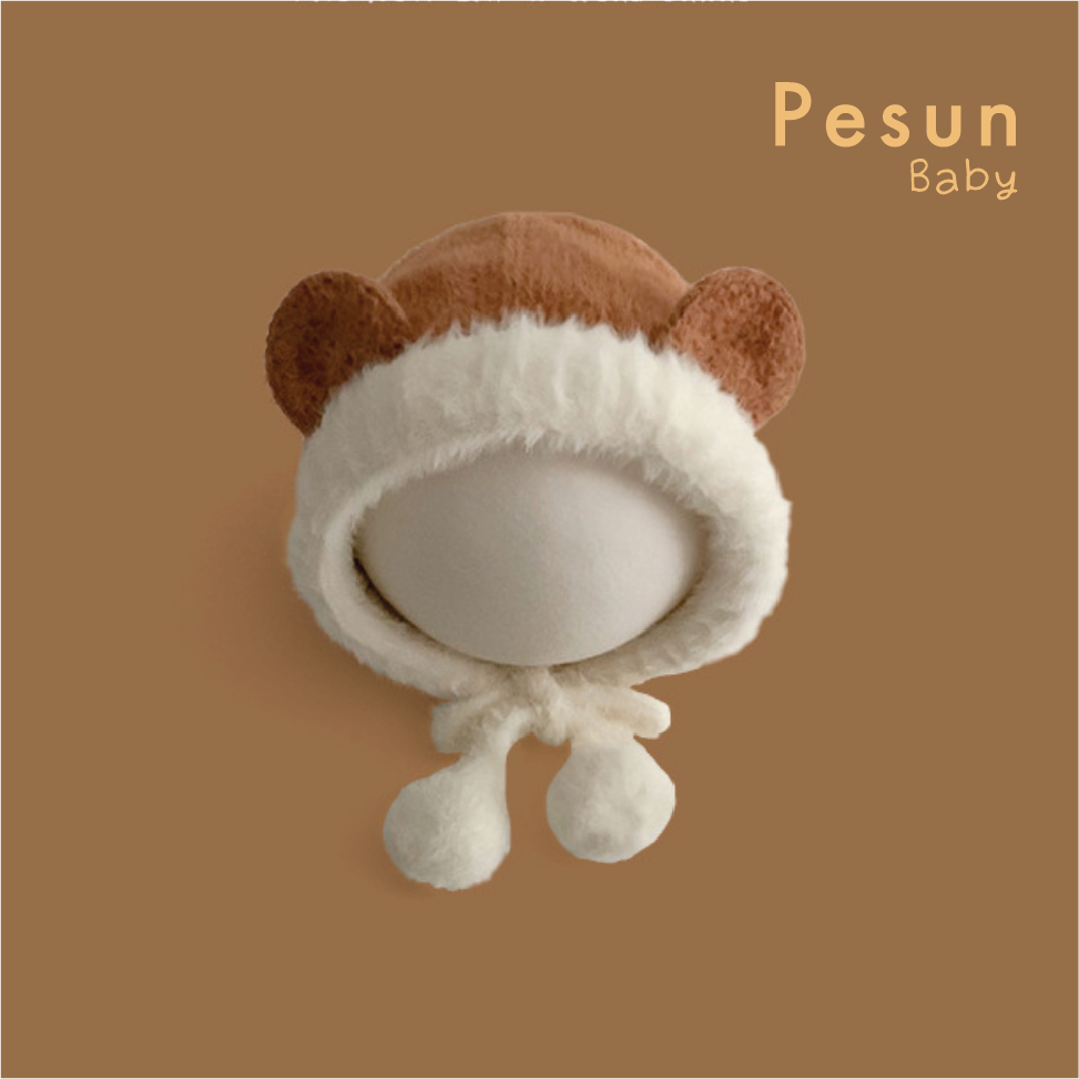 Nón Len Bông Đính Tai Gấu Giữ Ấm Cho Bé