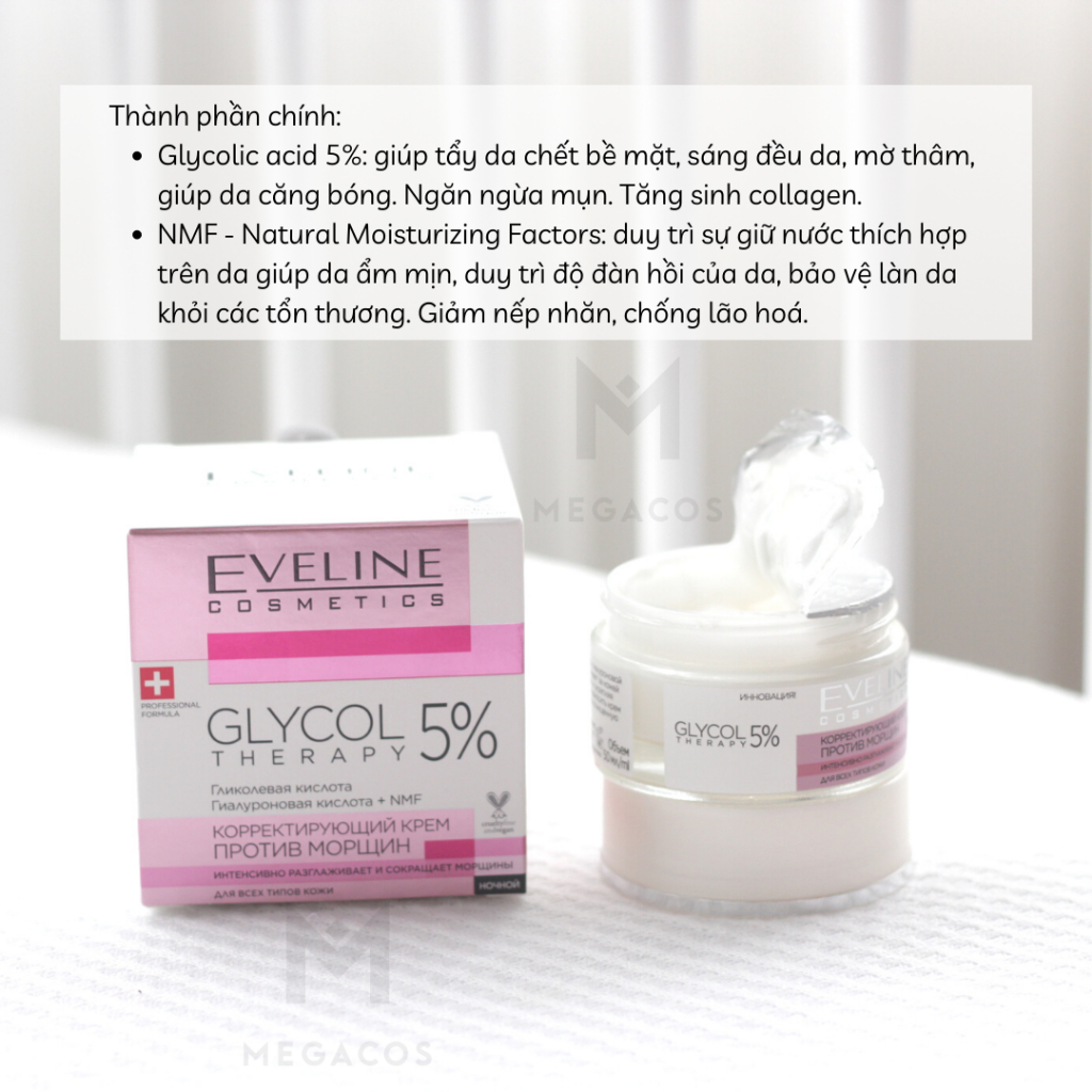 Kem dưỡng chống lão hoá tái tạo da EVELINE GLYCOL 5% therapy 50ML