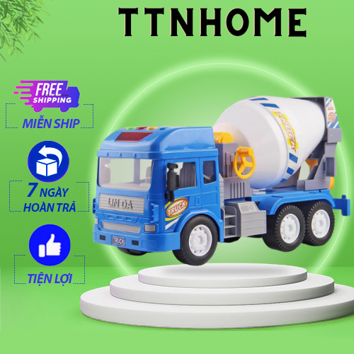 Mô hình xe trộn bê tông đồ chơi xe ô tô cho bé
