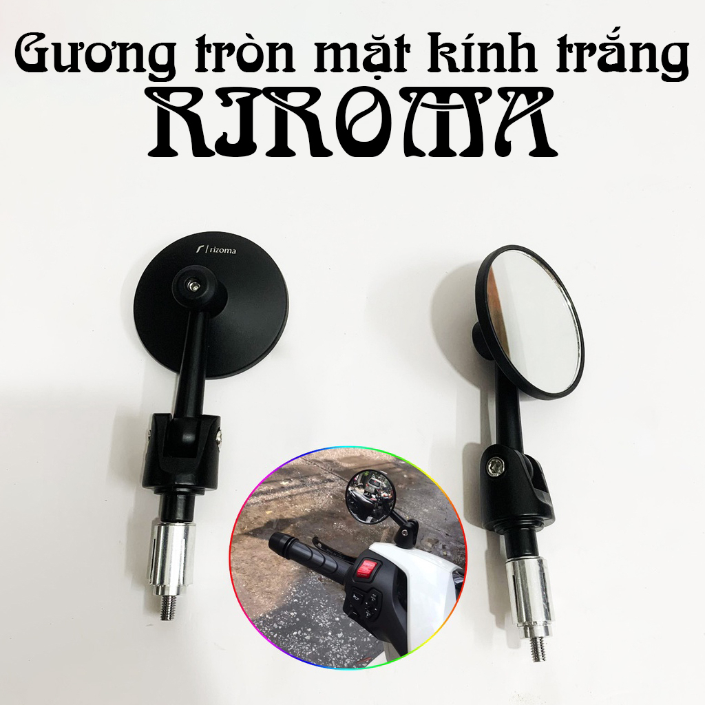Gương tròn mặt kính trắng riroma gắn tay lái các dòng xe