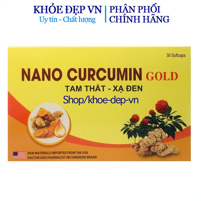 Viên tinh nghệ Nano Curcumin Gold Rostex Tam Thất Xạ Đen giảm viêm loét dạ dày, tá tràng, ung bướu - Hộp 30 viên