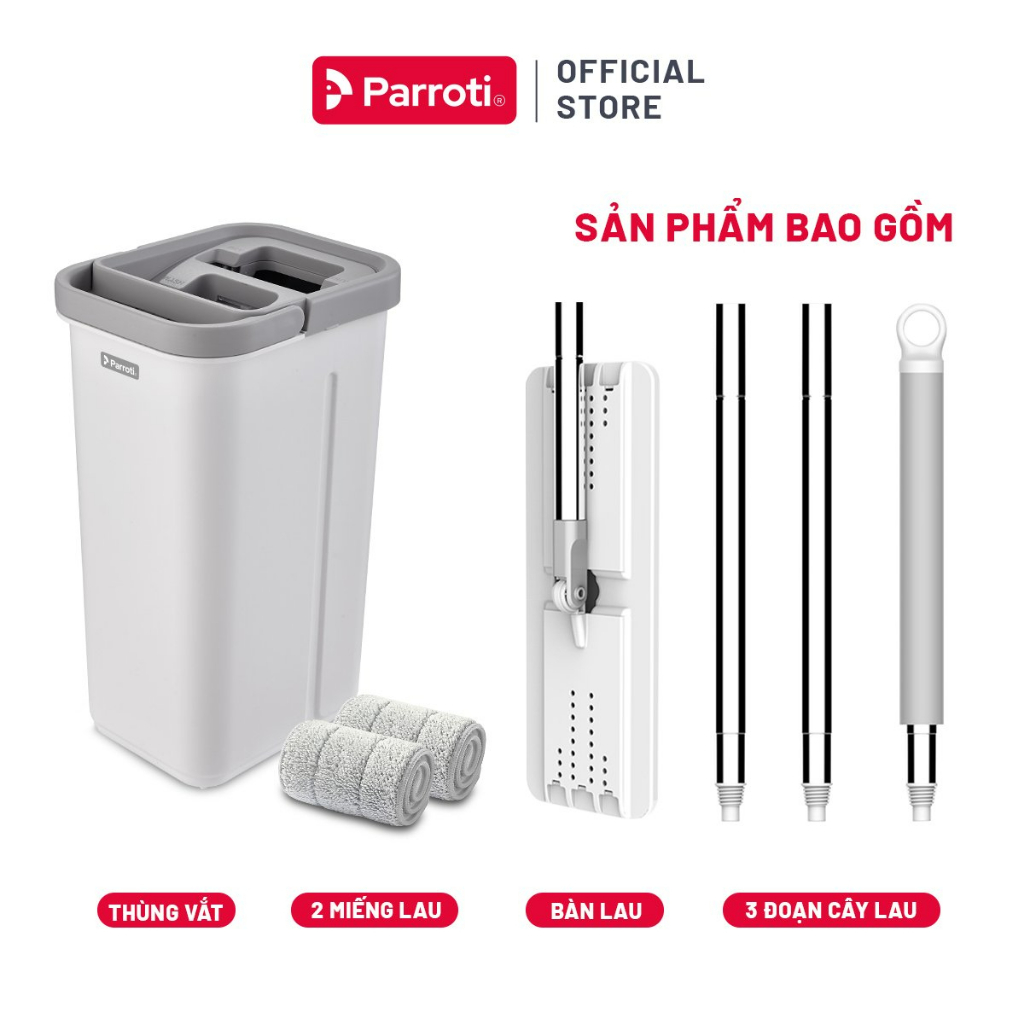 Cây lau nhà tự vắt thông minh, lau 360 độ, sàn nhà sạch khô nhanh Parroti Pro PR01 | BigBuy360 - bigbuy360.vn