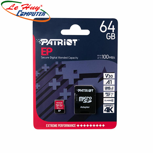 Thẻ nhớ Micro SDXC Patriot V30 64GB Class 10 U3 PEF64GEP31MCX