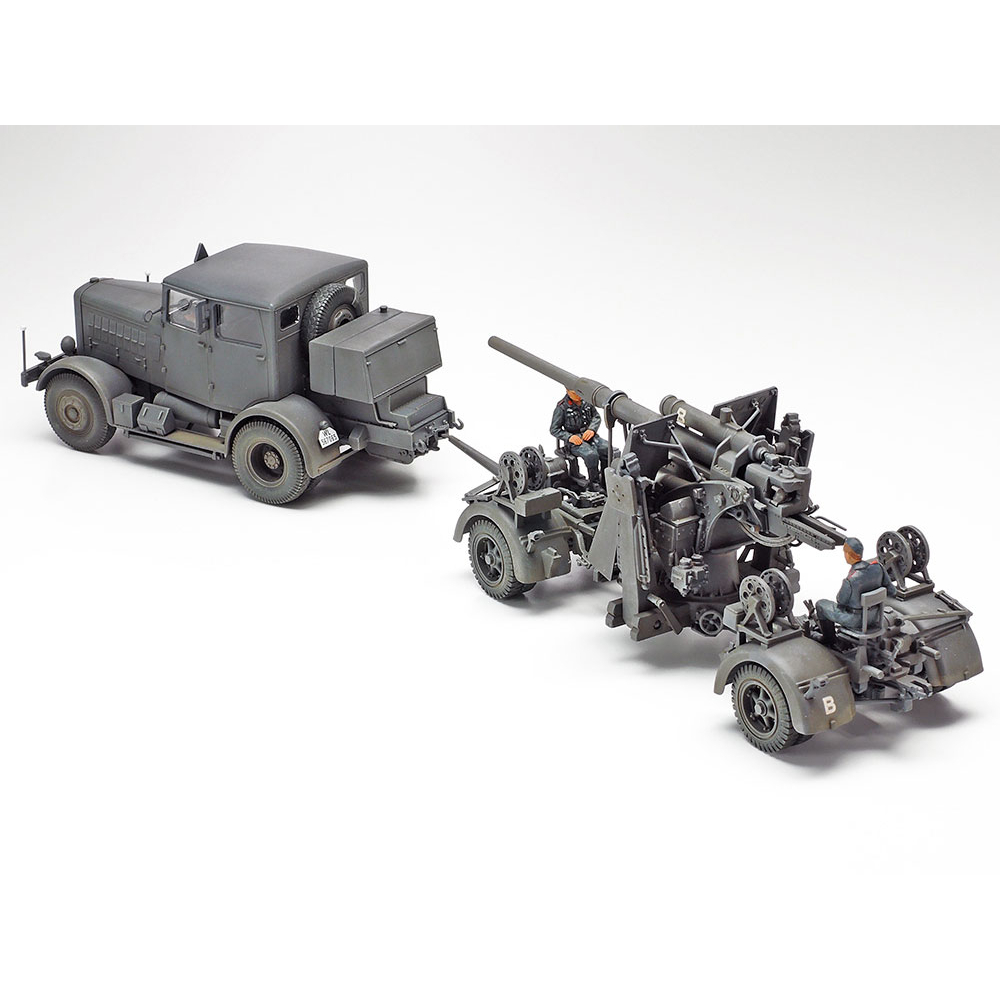 37027 Mô hình xe móc kéo hạng nặng 1/48 SCALE GERMAN HEAVY TRACTOR SS-100 & 88mm GUN FLAK37 SET