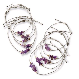 [Whiteline]  Vòng tay đá Amethyst và Moss Agate