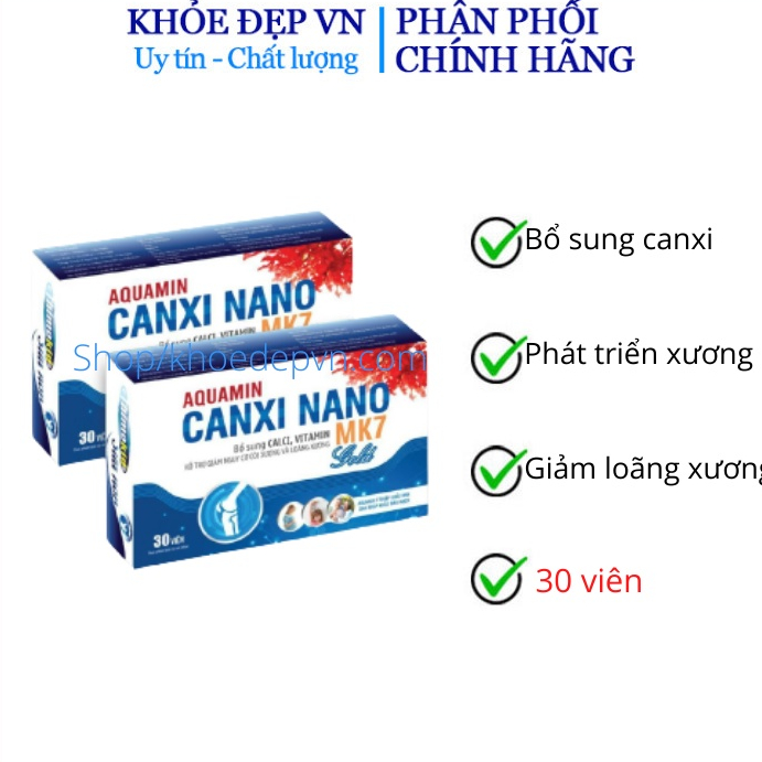 Viên uống bổ sung canxi, Vitamin D3, AQuamin 400mg nguyên liệu nhập khẩu anh - Hộp 30 viên