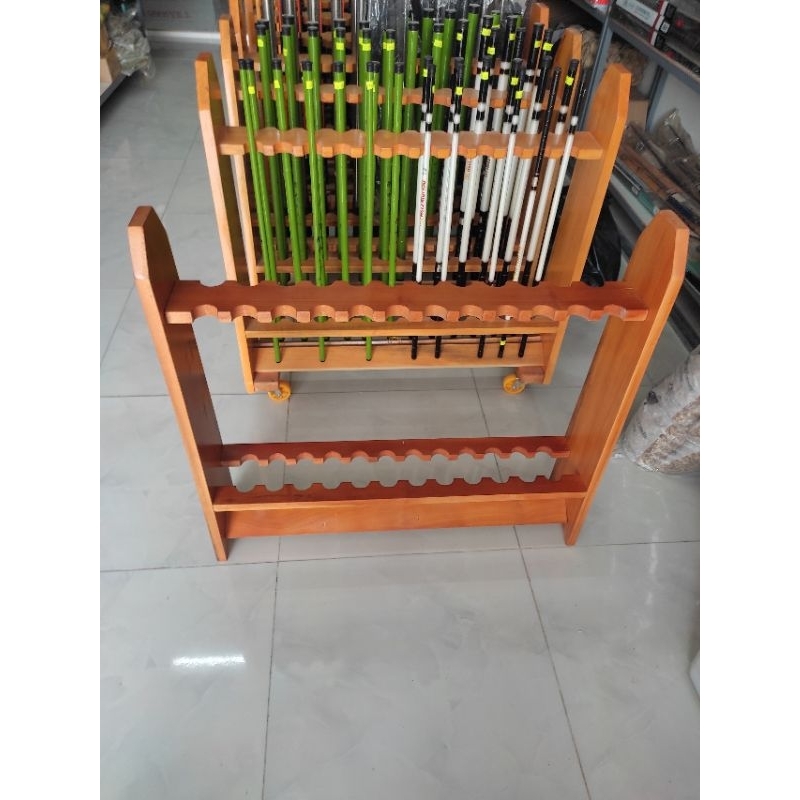 Giá gác cần câu bằng gỗ nguyên khối từ 6 đến 28 lổ