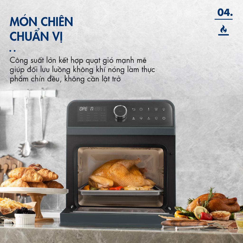 Nồi Chiên Hơi Nước DINGO DSF16 - Công Nghệ Mới Hấp Chiên Kết Hợp - Dung Tích 16L - Hàng Chính Hãng - Bảo Hành 24 Tháng