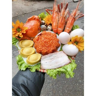 Mâm cúng thần tài. lễ thần tài. mâm tam sên.