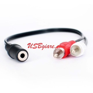 Cáp chuyển jack 3.5mm cái sang 2 đầu bông sen rca đực