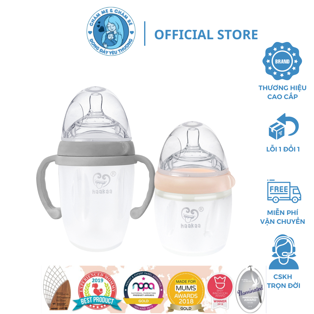 Bình Sữa Silicon Gen.3 Haakaa. Không chứa BPA, PVC và phthalate. Dung tích 160/ 250ml