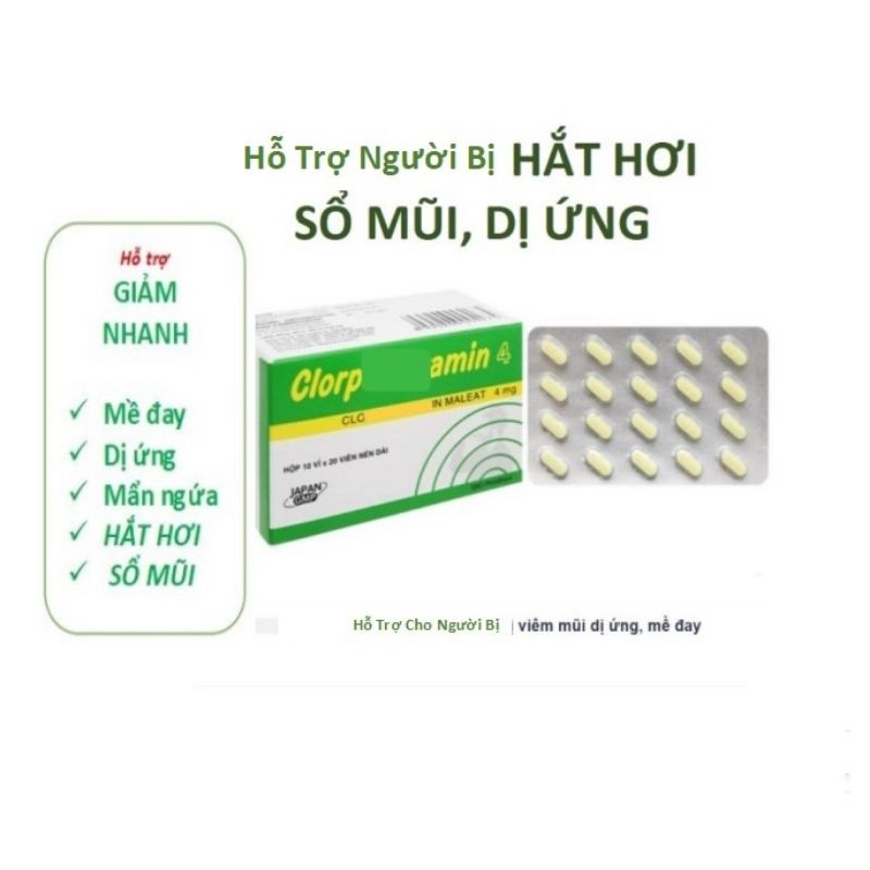 Viên clor hỗ trợ giảm sỗ mũi dị ứng thời tiết hộp 200v